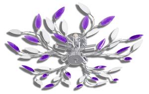 Purple&White Ceiling Lamp Acrylic Crystal Leaf Arms for 5 E14 Bulbs