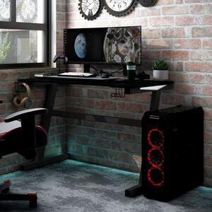 Gaming Desk LED with Z Shape Legs Black 90x60x75 cm