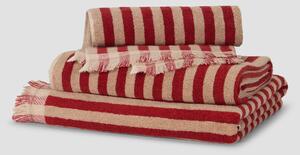 Sandstone Red Pembroke Stripe Cotton Towels | Hand Towel | Piglet in Bed