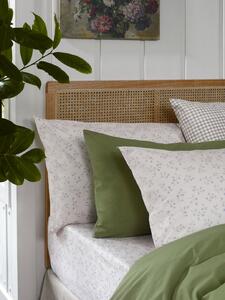 Cream Spring Sprig Cotton Pillowcases (Pair) | Standard | Piglet in Bed