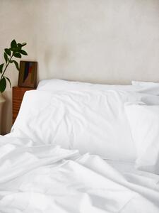 White Washed Cotton Percale Pillowcases (Pair) | Square | Piglet in Bed