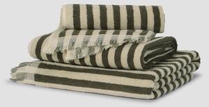 Olive Green Pembroke Stripe Cotton Towels | Hand Towel | Piglet in Bed