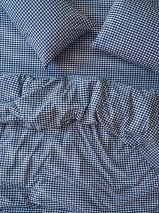 Indigo Small Gingham Cotton Duvet Cover | King | Piglet in Bed