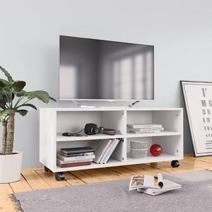 TV Cabinet with Castors White 90x35x35 cm Engineered Wood