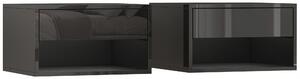HOMCOM Floating Bedside Tables Set of 2, Wall Mounted Nightstand, High Gloss Black