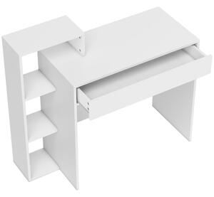 HOMCOM Desk with Storage, Computer Desk with 3 Open Shelves and Drawer, Workstation, Computer Table, White