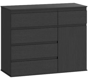 HOMCOM Modern Sideboard, Sideboard Storage Cabinet with 5 Drawers, Adjustable Shelf, Soft-Close Door, Black