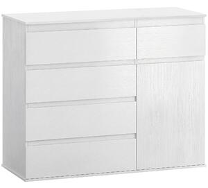 HOMCOM Modern Sideboard, Sideboard Storage Cabinet with 5 Drawers, Adjustable Shelf, Soft-Close Door, White