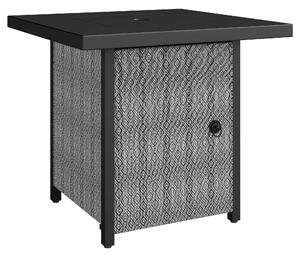Outsunny Propane Gas Fire Pit Table for Garden, 11.7 KW Smokeless Firepit Outdoor Heater with Wind Guard, Glass Rocks, Lid, Black