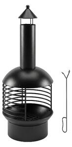 Outsunny Chimney Fire Pit, Portable Wood Burning Firepit with Poker, Charcoal Grid, Outdoor Fireplace for Garden Patio, Black