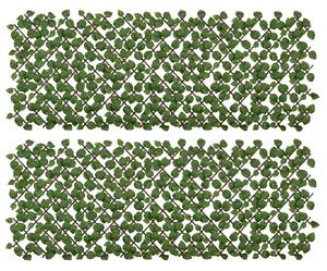 Outsunny Set of 2 Expandable Artificial Trellis Hedges – Realistic Leaf Privacy Screen, 2 x 1 m