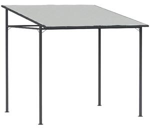 Outsunny 2.4 x 2.4 m Wall Mounted Pergola Gazebo with PA Coating Fabric, Metal Frame, UPF30+, Lean to Garden Gazebo, Light Grey