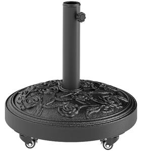 Outsunny Parasol Base, Umbrella Base with Wheels Cast Iron Effect, for Umbrella, Canopy, Weather Resistant, Black