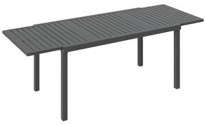Outsunny Extending Garden Table for 6-8 People, Full Aluminium Outdoor Dining Table with Slatted Top, Dark Grey