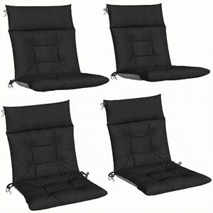 Outsunny Patio Chair Cushions Set of 4, Waterproof Non-Slip Lounge Chair Cushions, 112x53cm, Black