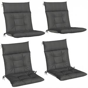 Outsunny Patio Chair Cushions Set of 4, Waterproof Non-Slip Lounge Chair Cushions, 112x53cm, Dark Grey