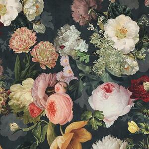 Linda Barker Florabunda Velvet Fabric Carbon