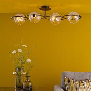 Dar Wisebuys Olympus 4 Light Semi Flush Ceiling Light In Matt Black With Clear Dimpled Glass