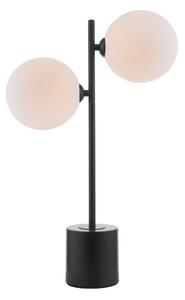 Dar Wisebuys Spiral 2 Light Table Lamp In Matt Black With Large Opal Glass
