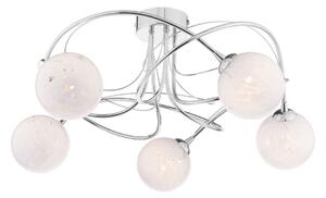 Dar Wisebuys Onawa 5 Light Semi Flush Ceiling Light In Polished Chrome With White Confetti Glass