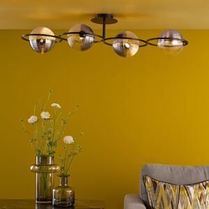 Dar Wisebuys Olympus 4 Light Semi Flush Ceiling Light In Matt Black With Smoked And Clear Glass