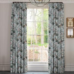 Linda Barker Rosa Fiore Linen Look Blackout Made To Measure Curtains China Blue