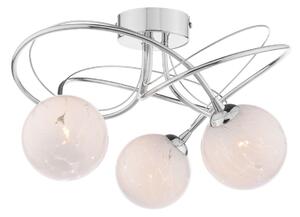 Dar Wisebuys Onawa 3 Light Semi Flush Ceiling Light In Polished Chrome With White Confetti Glass