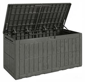 Outsunny 440L Garden Storage Box, Waterproof & UV Resistant Resin Deck Box with Lockable Lid, Pneumatic Gas Rods, Side Handles