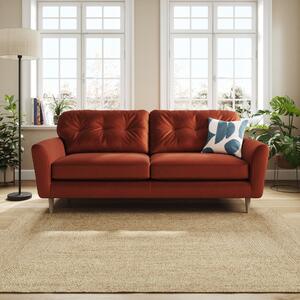 Sven Opulent Velvet 4 Seater Sofa Orange Umber