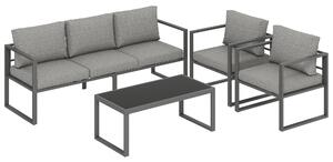 Outsunny 4 Piece Outdoor Garden Furniture Set, Patio Furniture with 3-Seater Sofa, Armchairs and Coffee Table