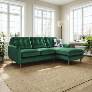 Sven Opulent Velvet Large Corner Chaise Sofa Bottle Green