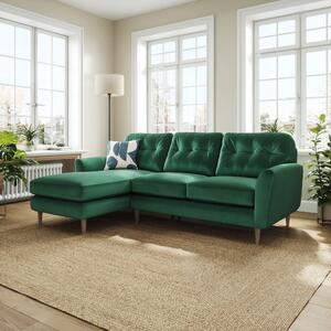 Sven Opulent Velvet Large Corner Chaise Sofa Bottle Green