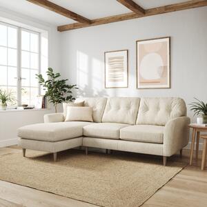 Sven Chunky Tonal Weave Large Corner Chaise Sofa Ivory