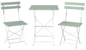 Outsunny Outdoor Bistro Set Folding Patio Furniture Set with 2 Chairs Table for 2 People White and Green