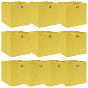 Storage Boxes 10 pcs Yellow 32x32x32 cm Fabric