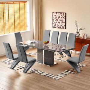 Belmonte Grey Extending Dining Table Large 8 Demi Z Grey Chairs