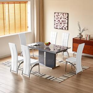 Belmonte Grey Extending Dining Table Large 6 Ravenna White Chairs