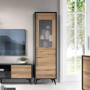 Dieppe Wooden Display Cabinet With 1 Door In Evoke Oak