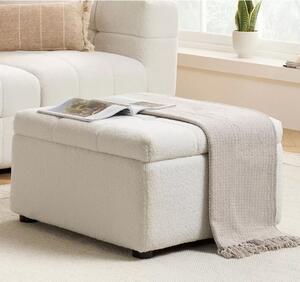 Maize Ottoman Boucle Fabric Footstool In White