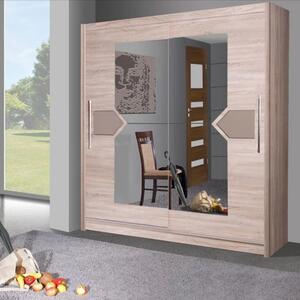 Danville Mirrored Wardrobe 150cm 2 Sliding Doors In Sonoma Oak