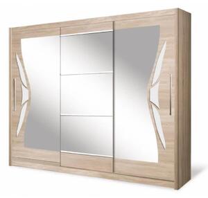 Danville II Mirrored Wardrobe 240cm 2 Sliding Doors In Sonoma Oak