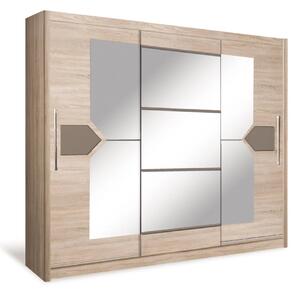 Danville Mirrored Wardrobe 240cm 2 Sliding Doors In Sonoma Oak