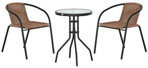 Outsunny 3 Pieces Rattan Bistro Set - Brown