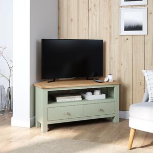 Bromley Corner TV Unit, Oak for TVs up to 40 Sage (Green)