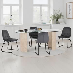 Mirano Clear Glass Top Dining Table With 4 Lyster Grey Chairs