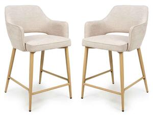 Eureka Natural Fabric Counter Bar Chairs with Oak Legs in Pair