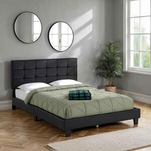 Akron Faux Leather Double Bed in Black