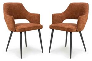 Tipton Rust Fabric Dining Chairs with Black Legs in Pair