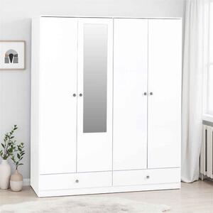 Delvian High Gloss Wardrobe With 4 Doors and 2 Drawers In White