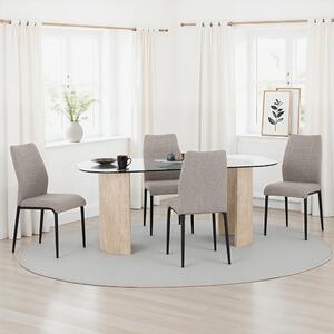 Mirano Clear Glass Top Dining Table With 4 Cary Grey Chairs